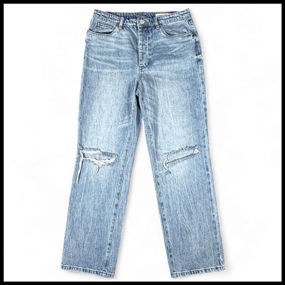 BLANKNYC Howard Mid-Rise Loose Fit Distressed Ripped Light Wash Organic Women 28